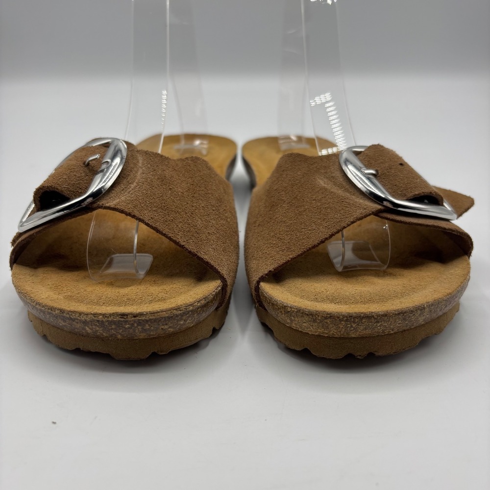 Yokono Ibiza Suede Buckle Slide Sandals Tan Brown Made in Spain‎ Women's Size 8 - Picture 3 of 10